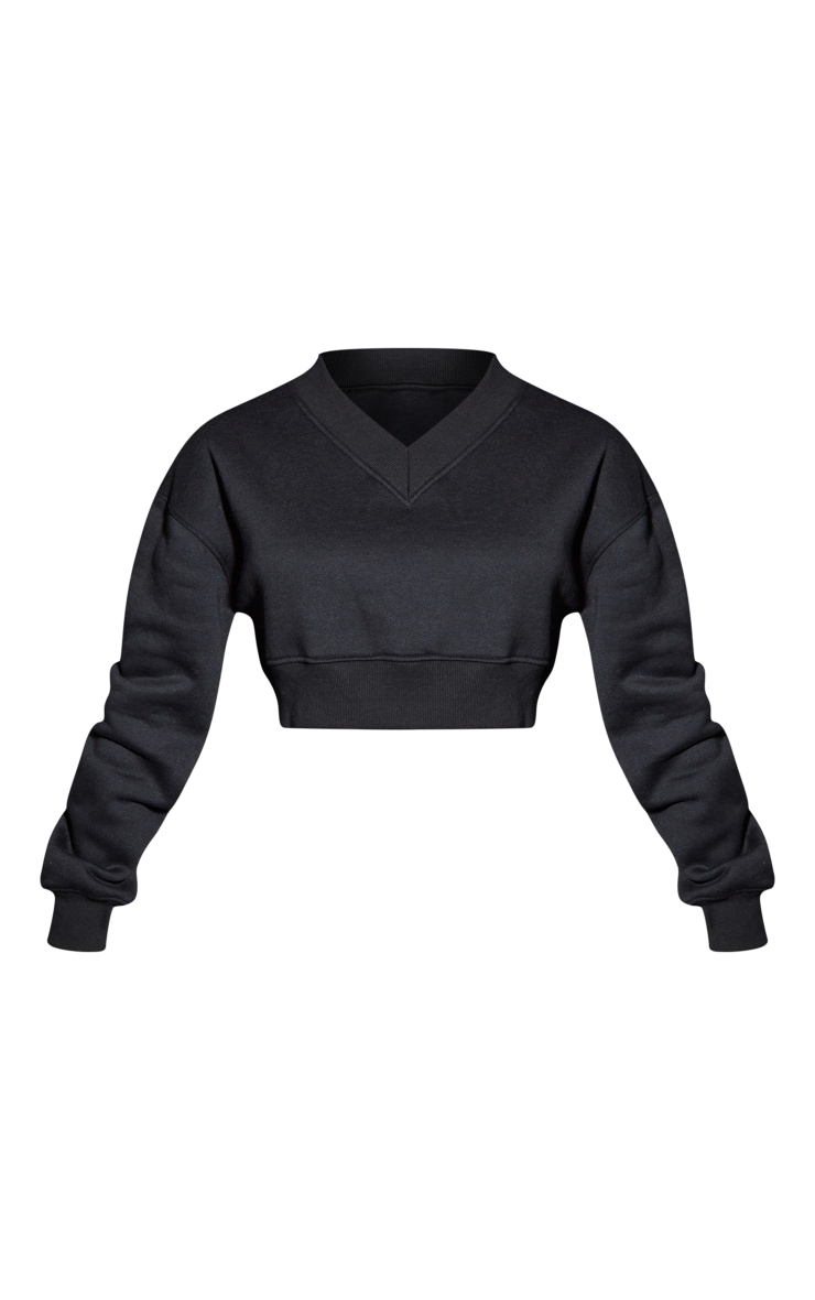 Petite Black V Neck Cropped Jumper image 5