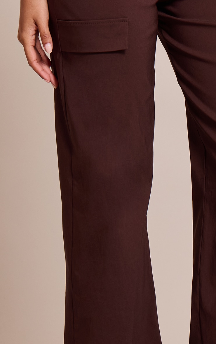 Dark Brown Stretch Woven Straight Leg Pants image 4