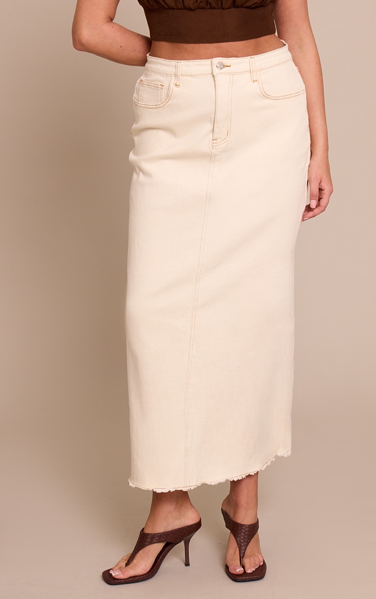 Shape Ecru Stretch Denim Maxi Collumn Skirt image 2