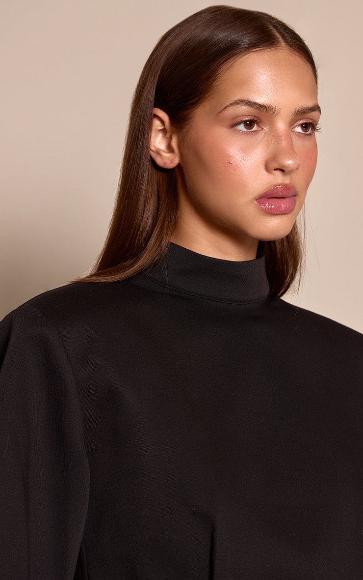 Black Tailored High Neck Open Back Top image 4