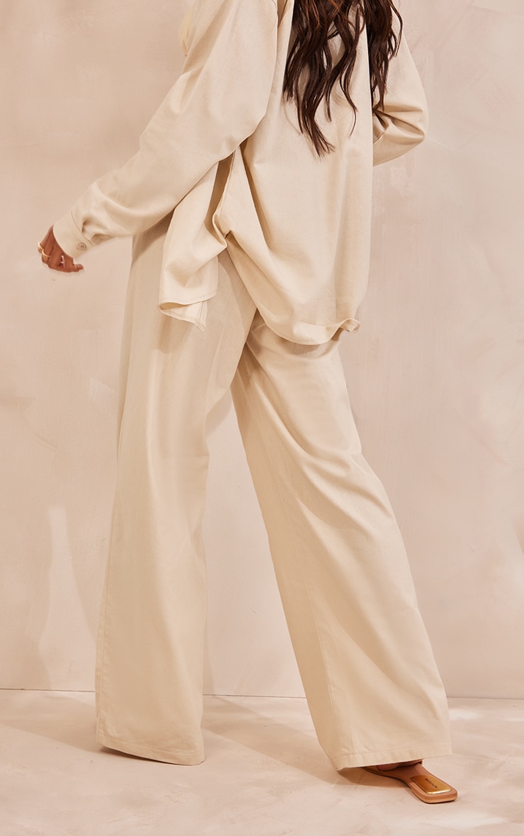 Stone Linen Look Oversized Wide Leg Pants image 3