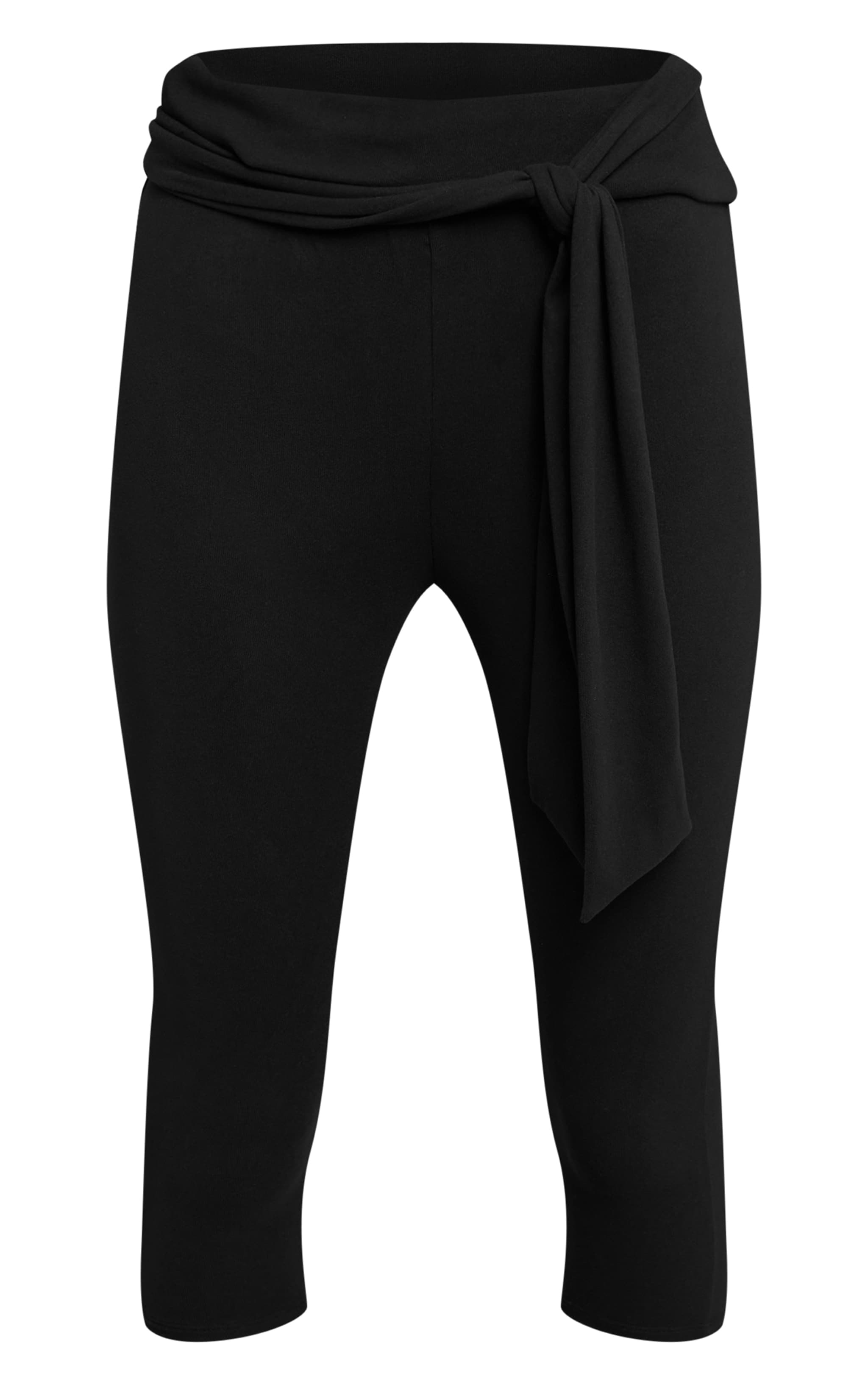 Pantalon capri très doux noir à détail noué sur la taille image 5