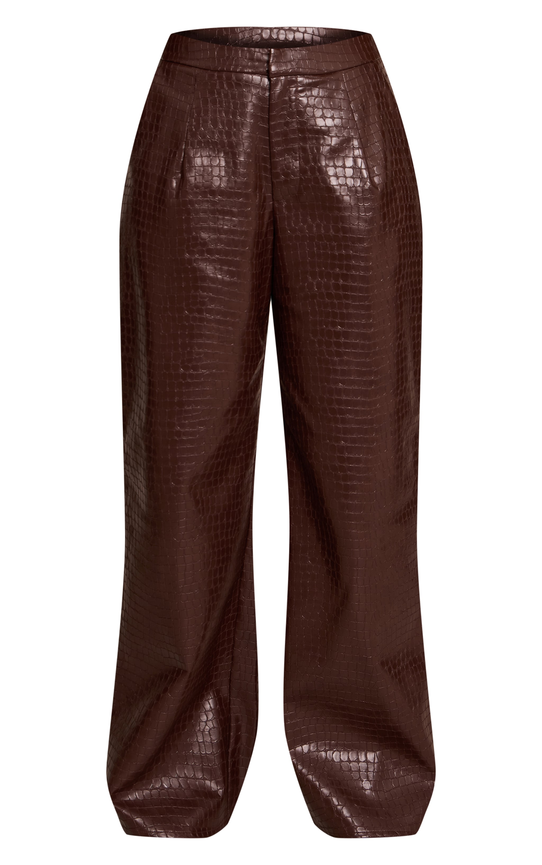 Shape Brown Faux Leather Croc Straight Leg Pants image 5