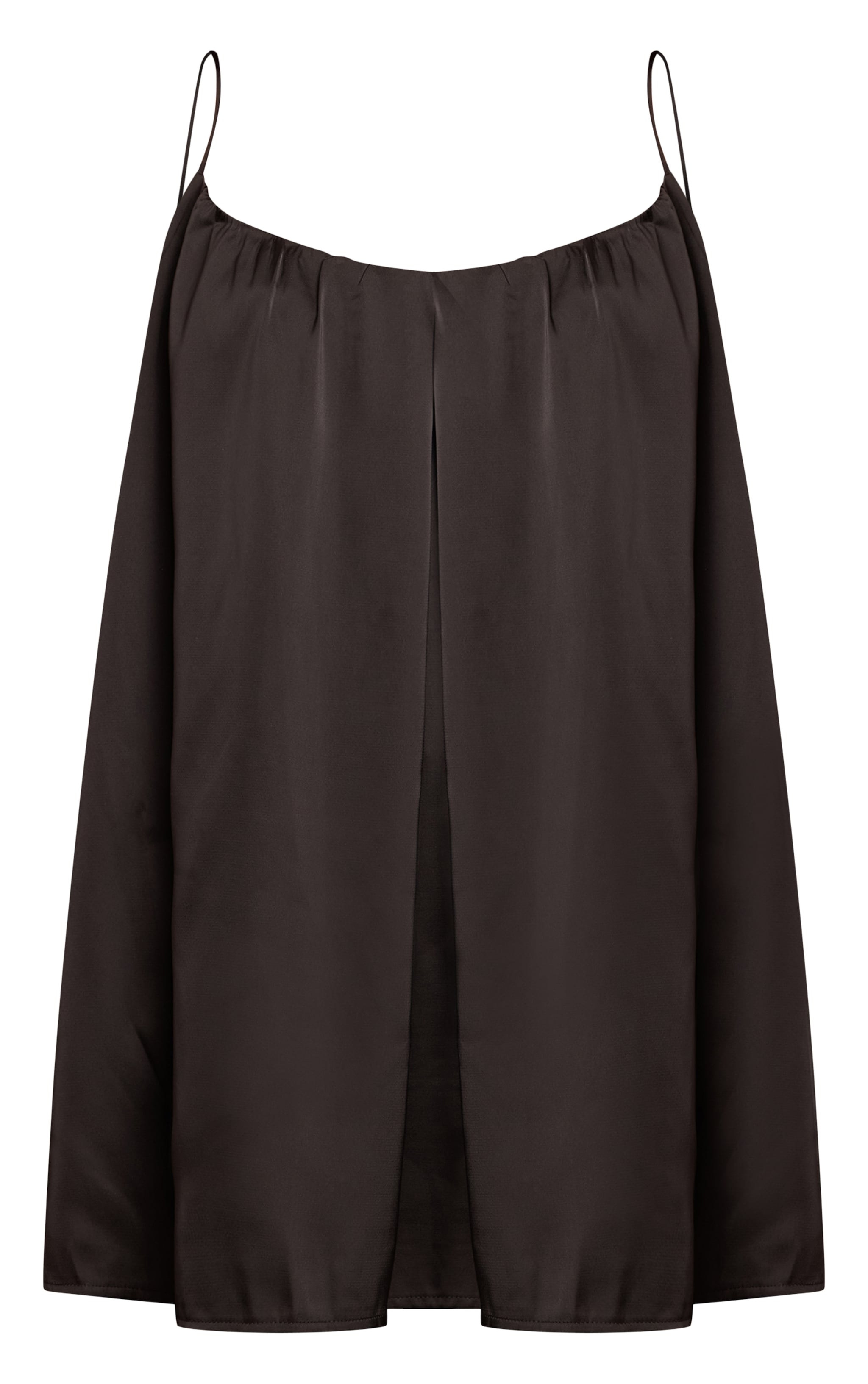 Black Satin Strappy Flowy Longline Cami Top image 5