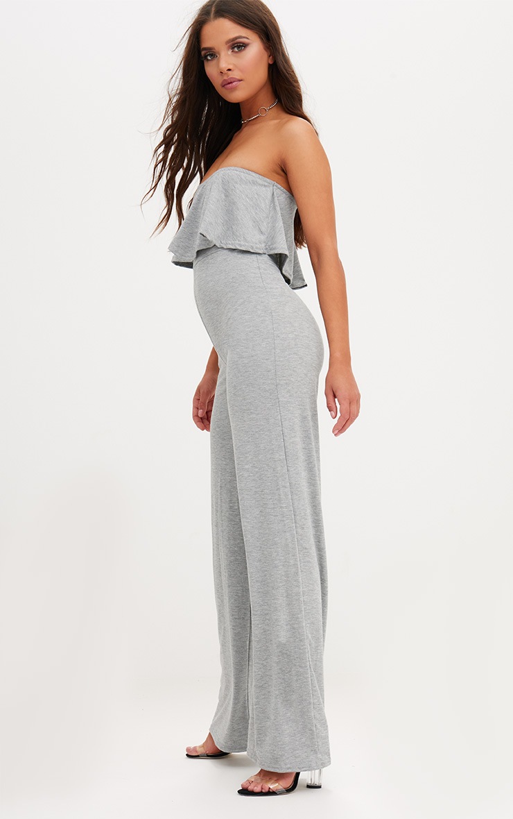 Grey Jersey Bandeau Frill Jumpsuit. Jumpsuits & Playsuits
