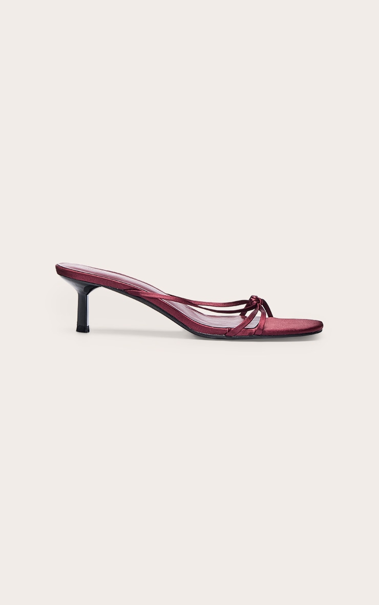 Plum Satin Patent Knotted Heeled Mules image 2