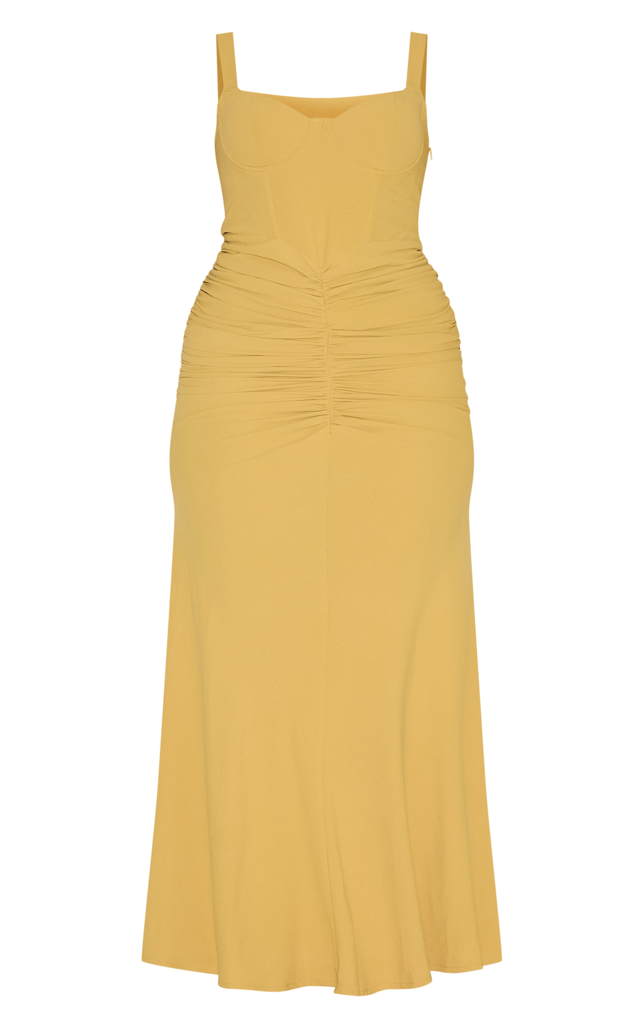 Shape Robe de tailleur sirène longue citron vert froncée devant image 5