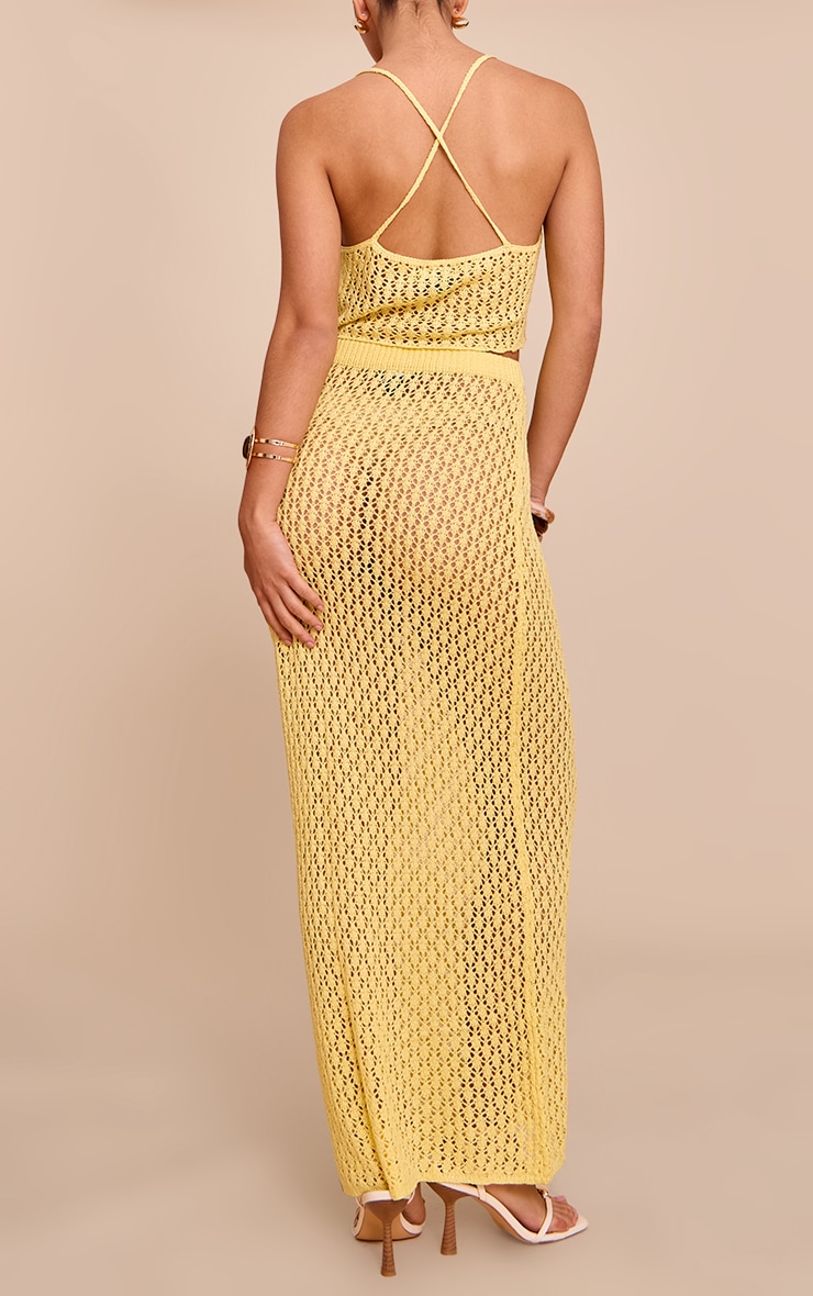 Lemon Crochet Knit Maxi Skirt image 3