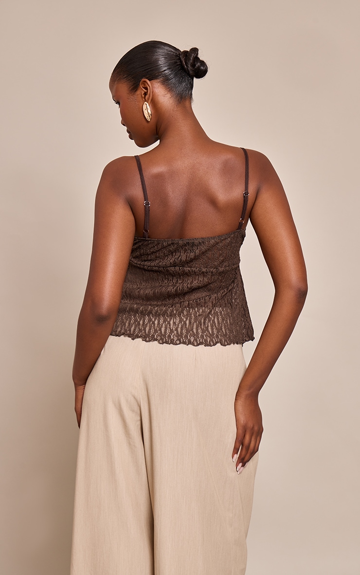 Chocolate Lace Tie Front Cami Top image 2