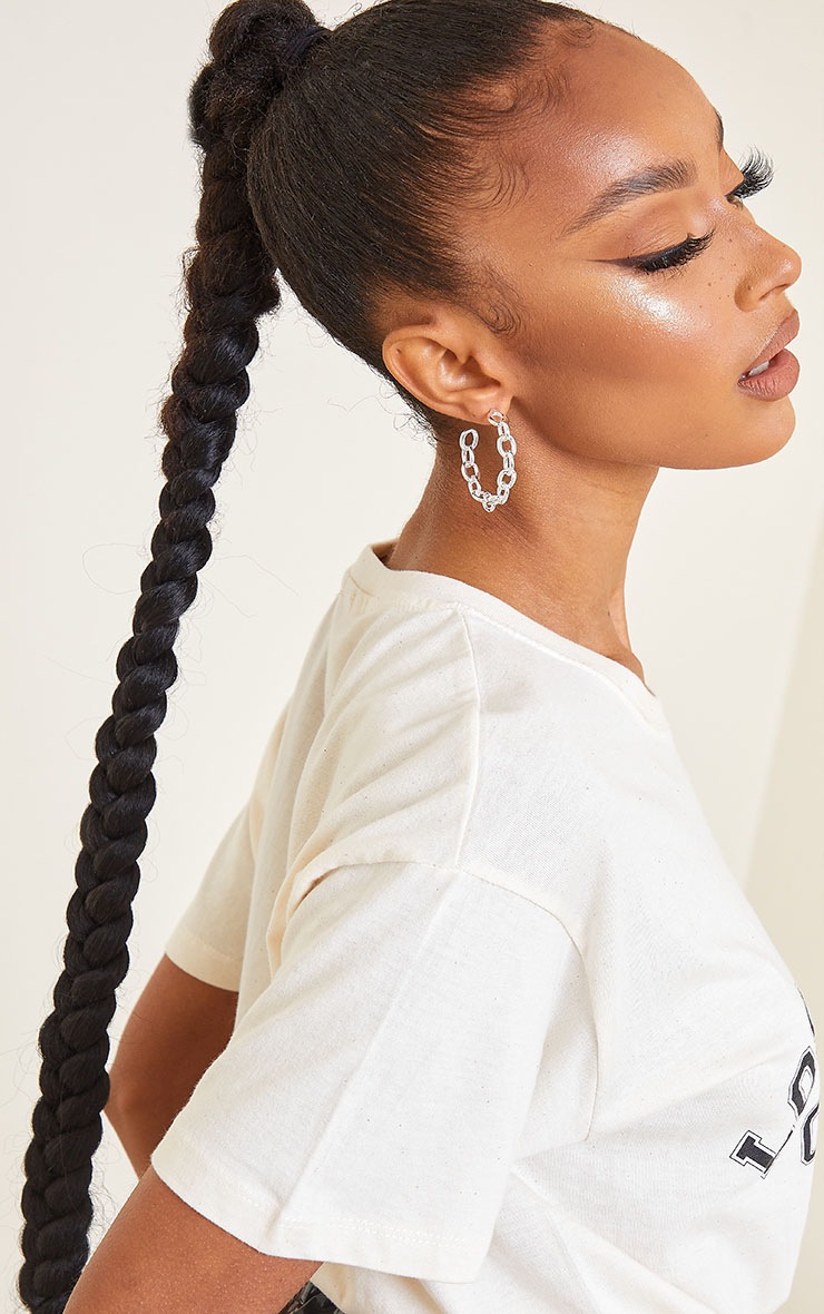 Silver Small Chain Hoop Earrings