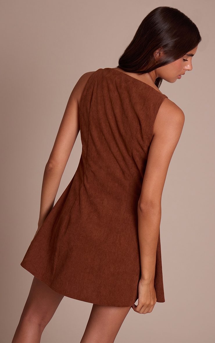 Chocolate Cord Button Down Shift Dress image 2