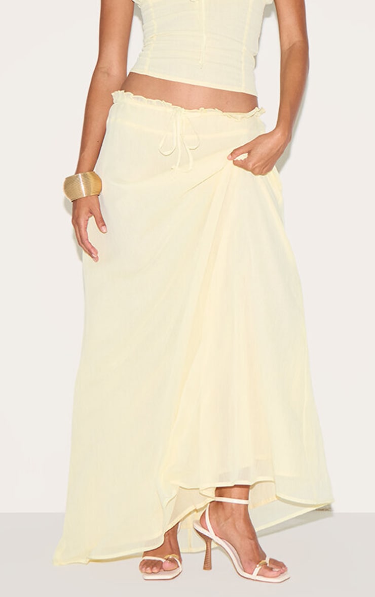 Butter Yellow Chiffon Floaty Maxi Skirt image 2
