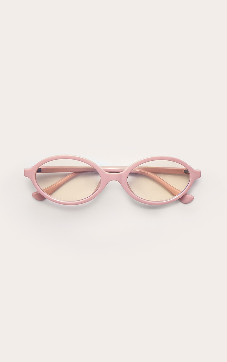 Pink Rounded Skinny Frame Sunglasses image 2