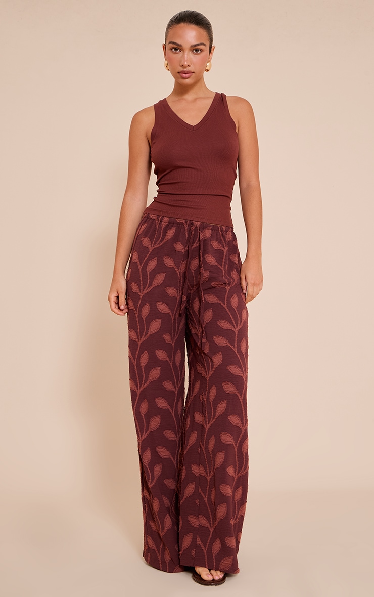 Chocolate Soft Rib V Neck Vest Top image 3