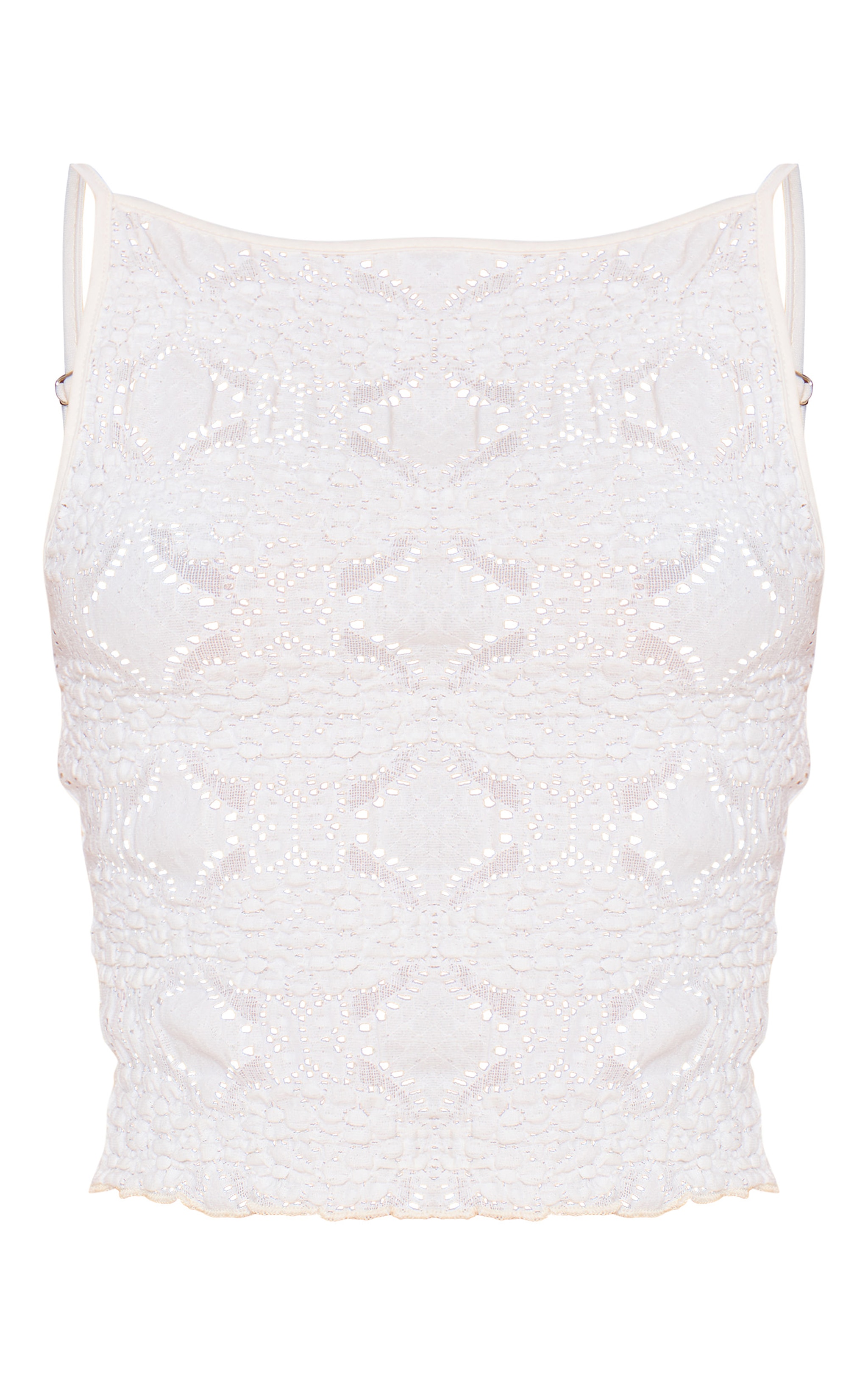 Cream Textured Lace Cami Top image 5