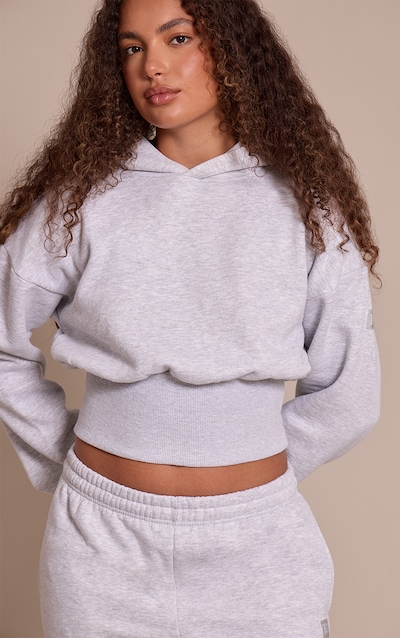 Tall Hoodie court gris cendré à étiquette PLT et taille cintrée