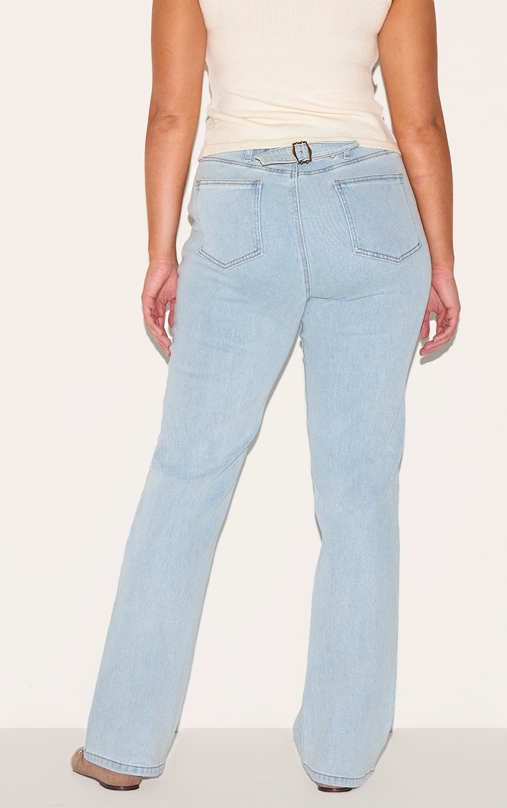 Shape Light Blue Stretch Denim Highwaisted Pintuck Adjustable Back Detail Jeans image 3