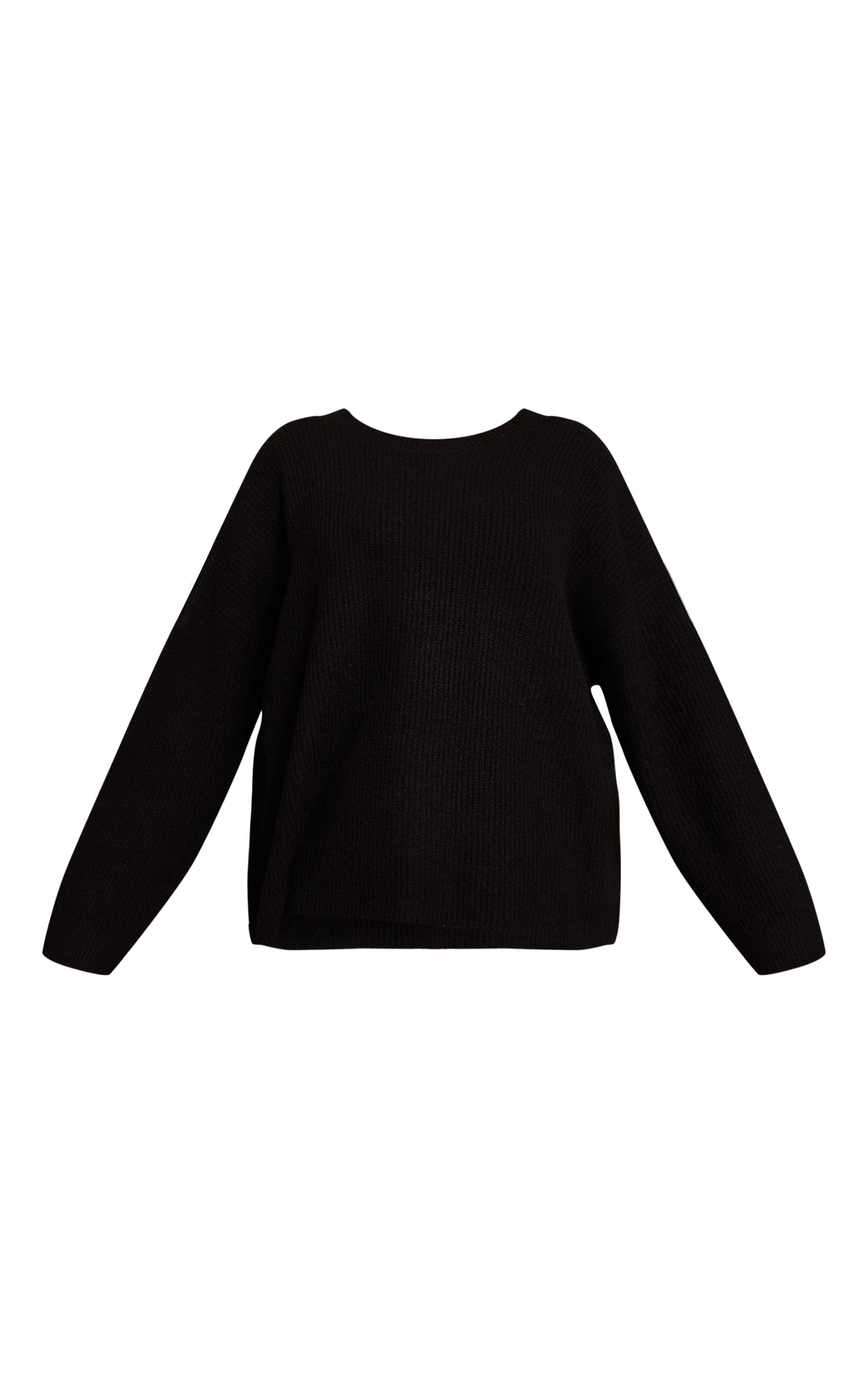 Plus Black Round Neck Knit Raglan Sleeve Sweater image 5