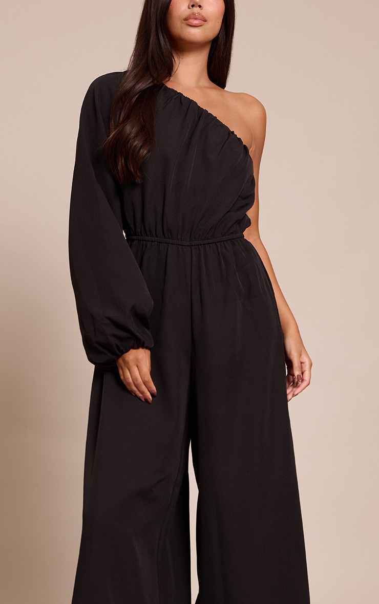 Combinaison asymétrique tissée noire à taille cintrée image 4