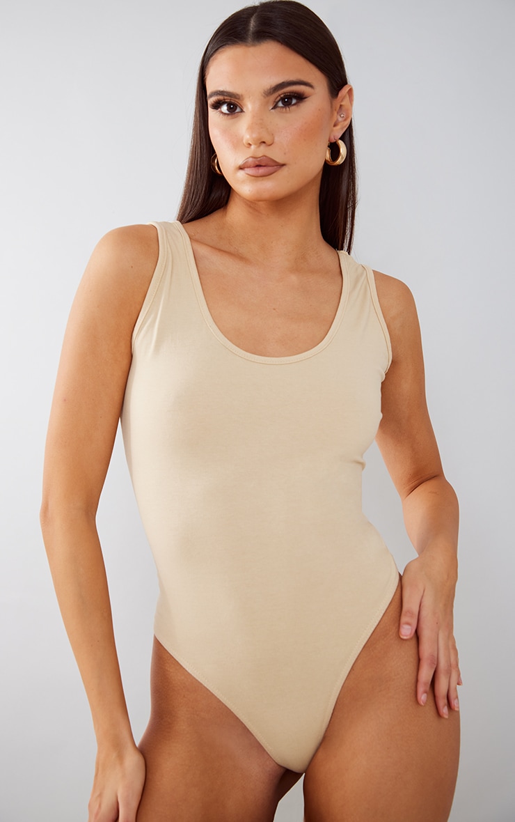 Beige Washed Strappy Bodysuit image 2