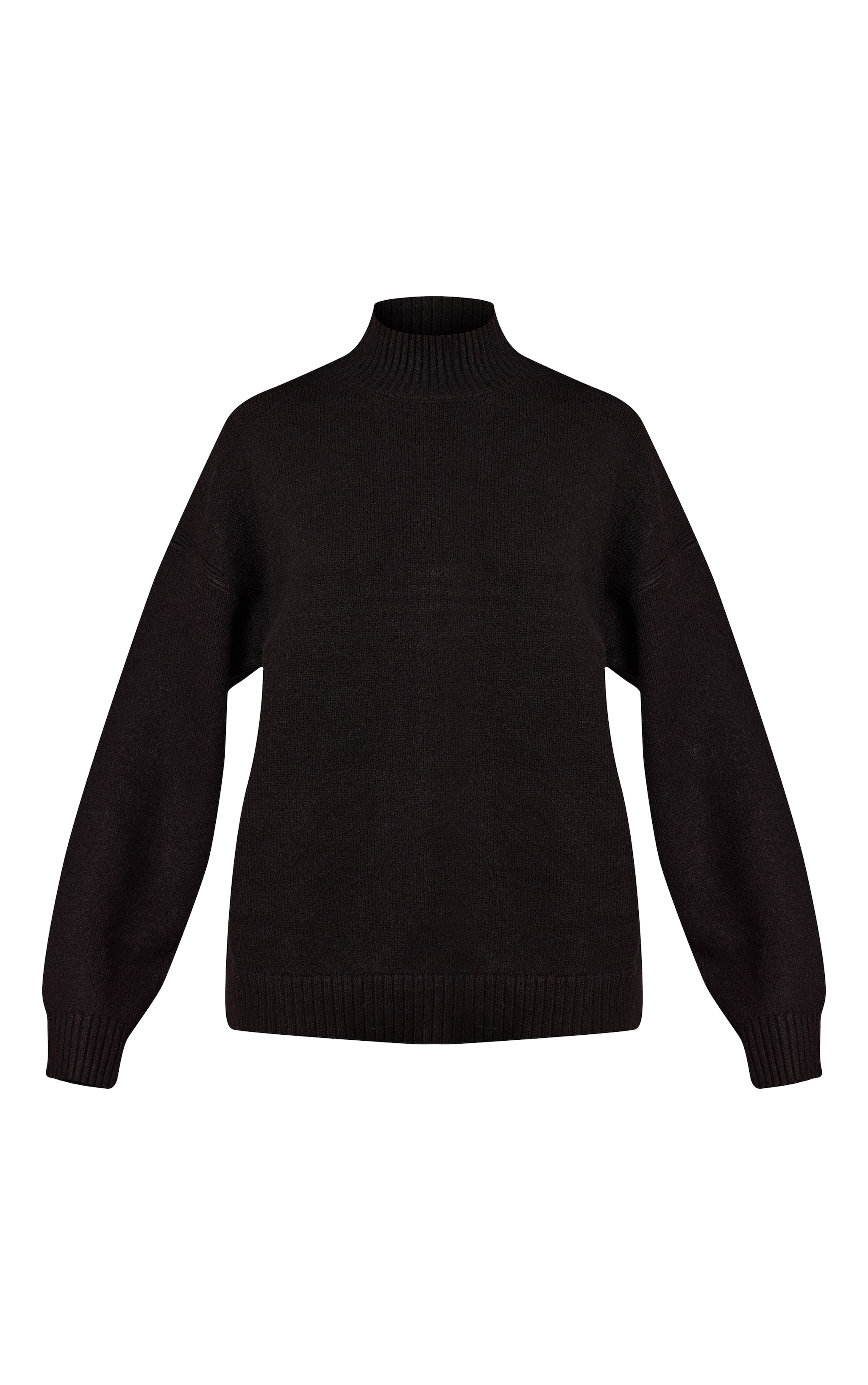 Tall Black Knit Oversized Polo Neck Sweater image 5