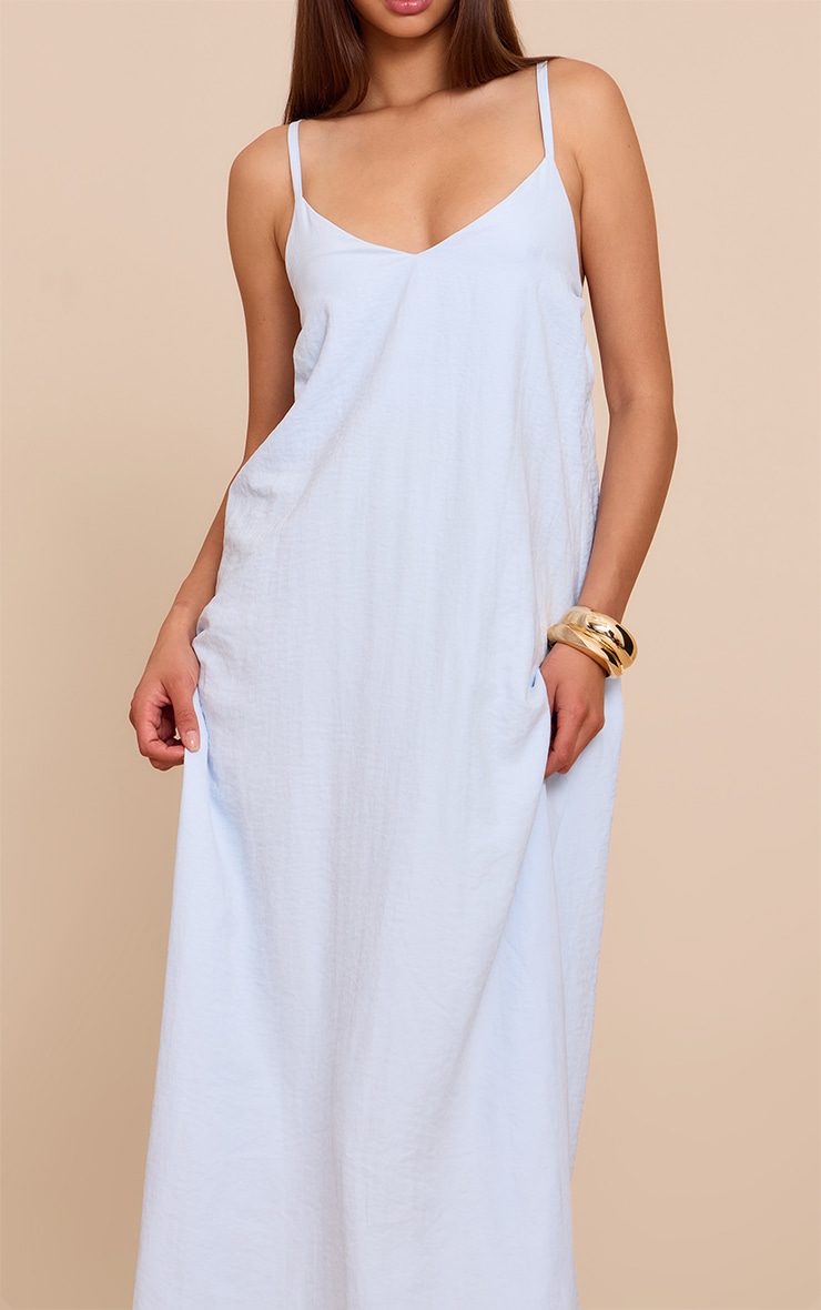 Baby Blue Textured Plunge Maxi Dress image 4