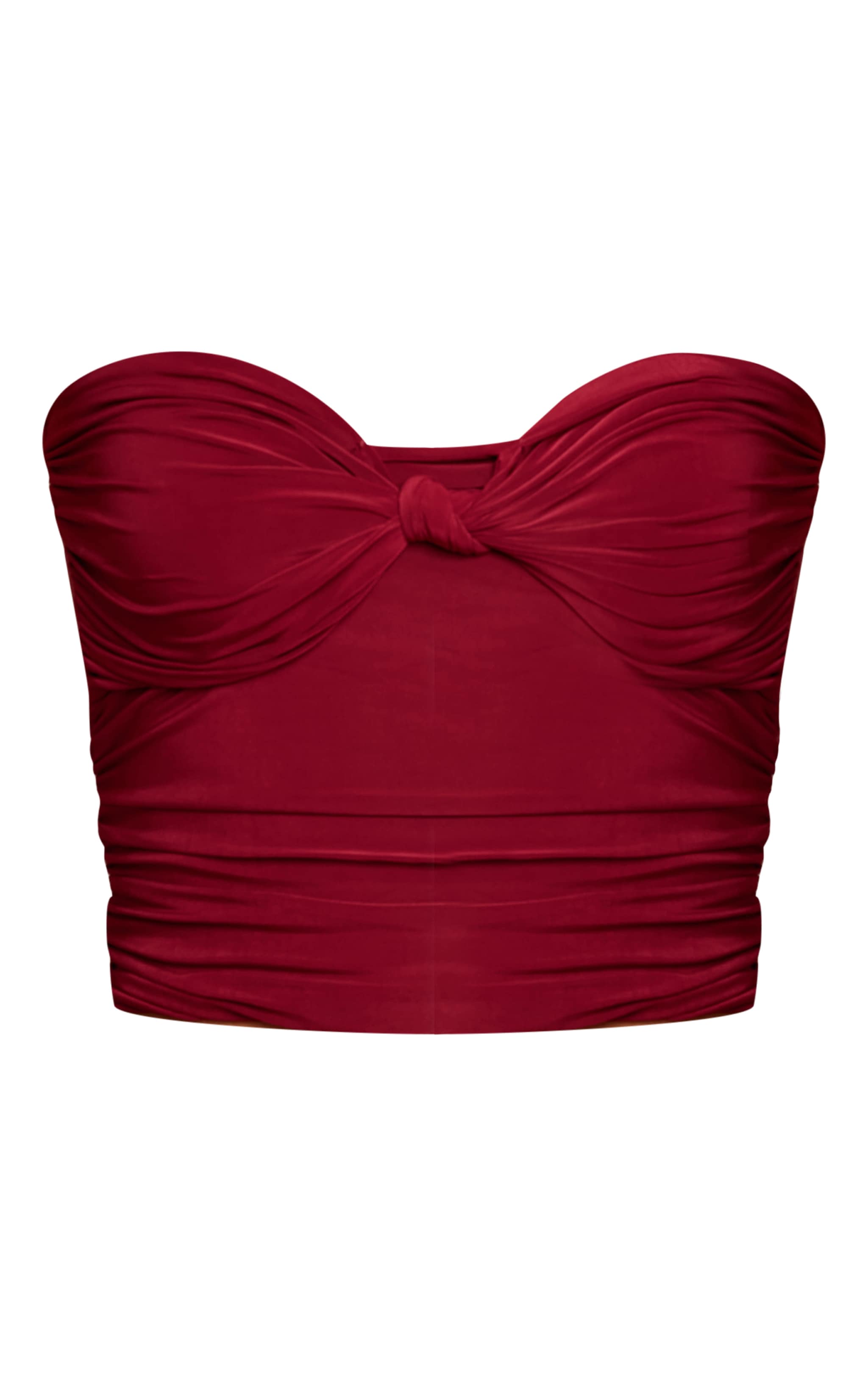 Wine Slinky Knot Detail Bandeau Top image 5