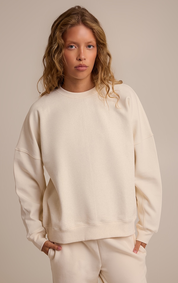 Cream 350 GSM Interlock Sweatshirt