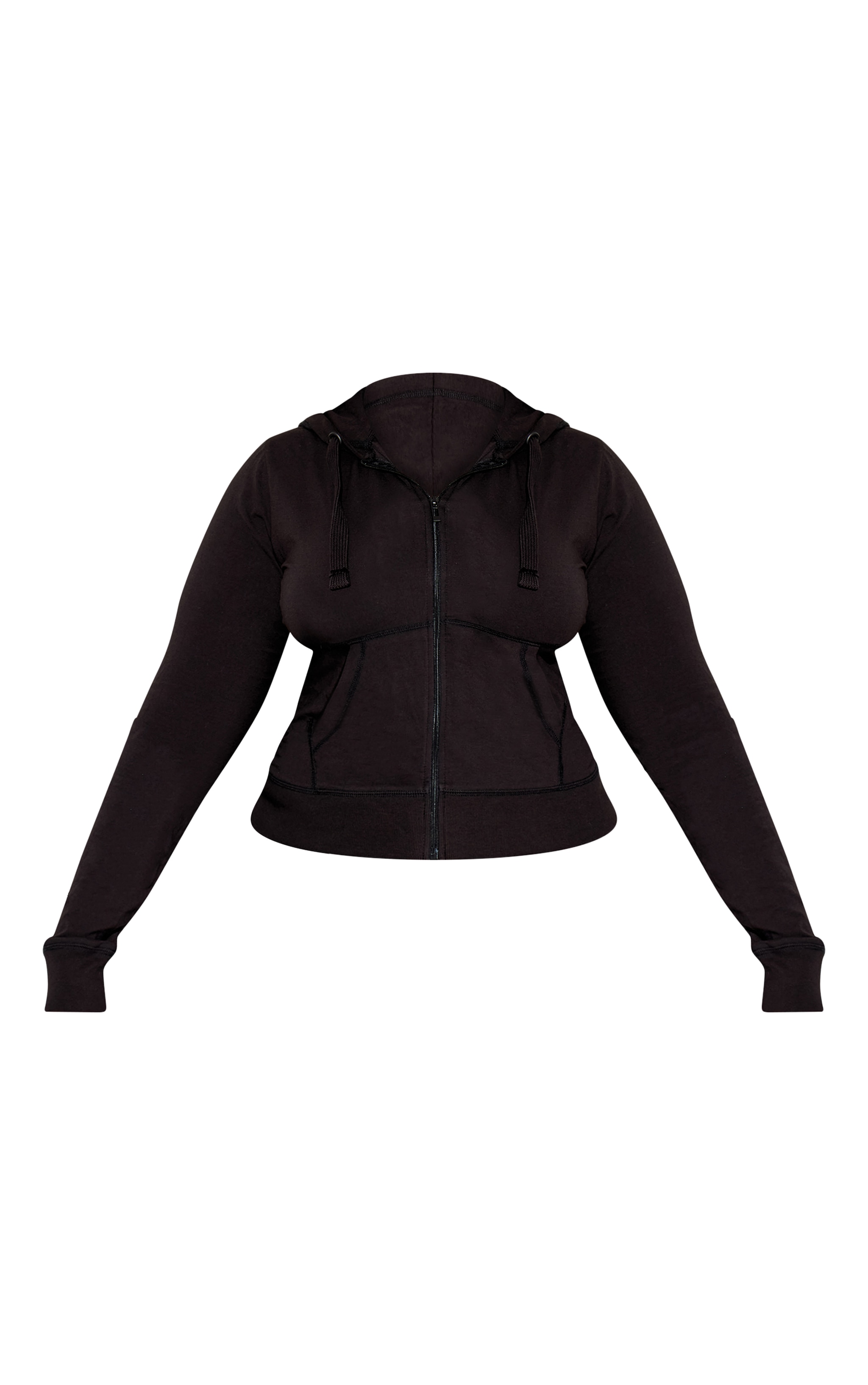Plus Black Zip Up Fitted Track Top image 5