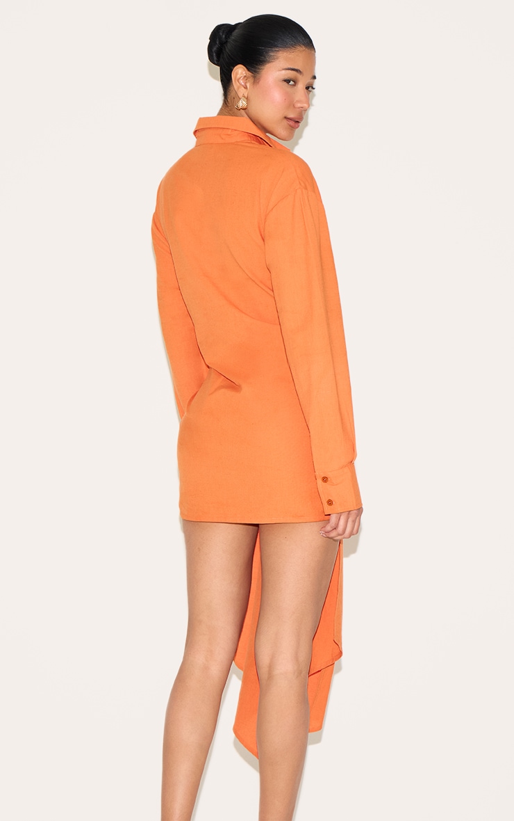 Burnt Orange Wrap Detail Shirt Dress image 2