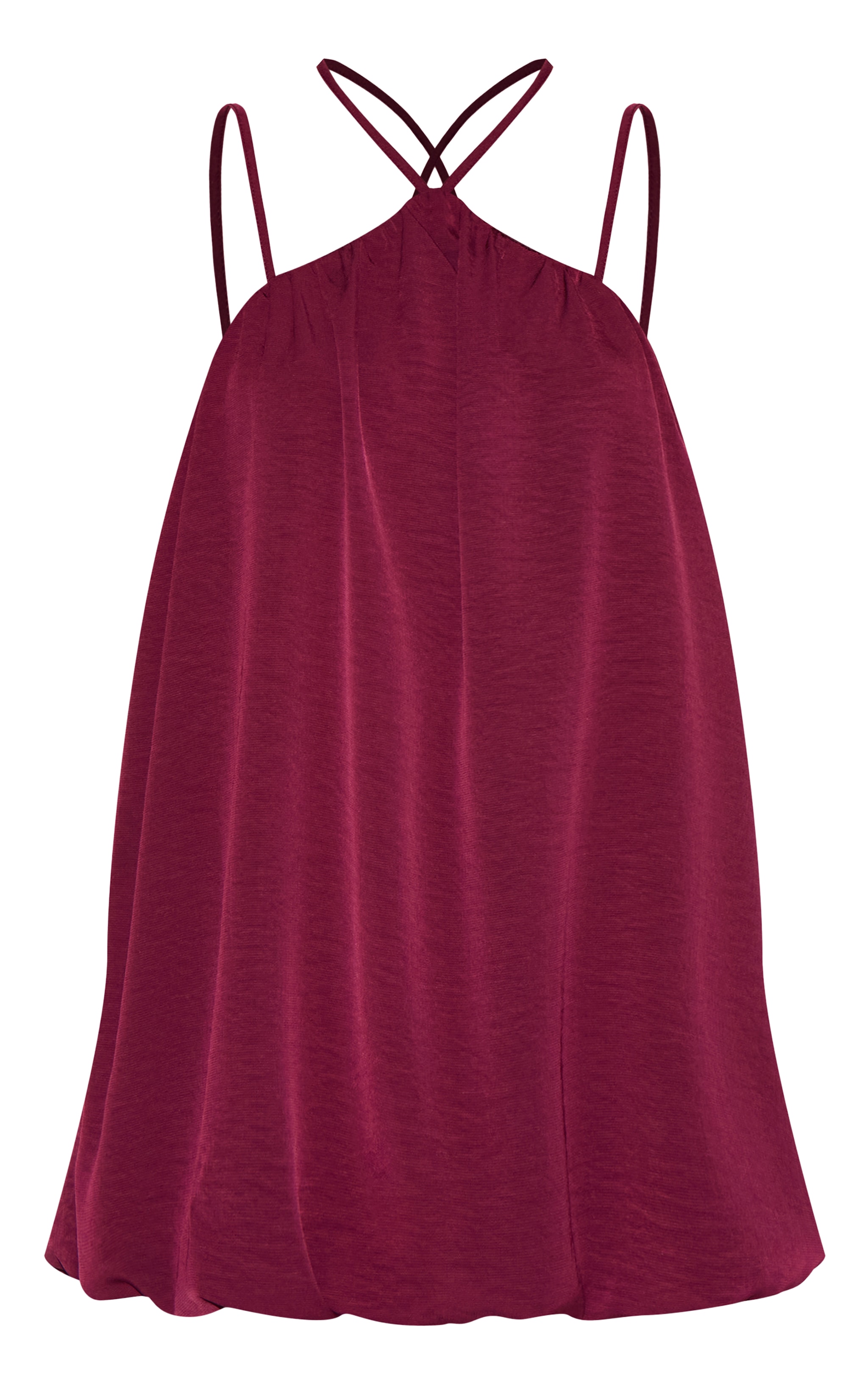 Wine Puff Ball Strappy Mini Dress image 5