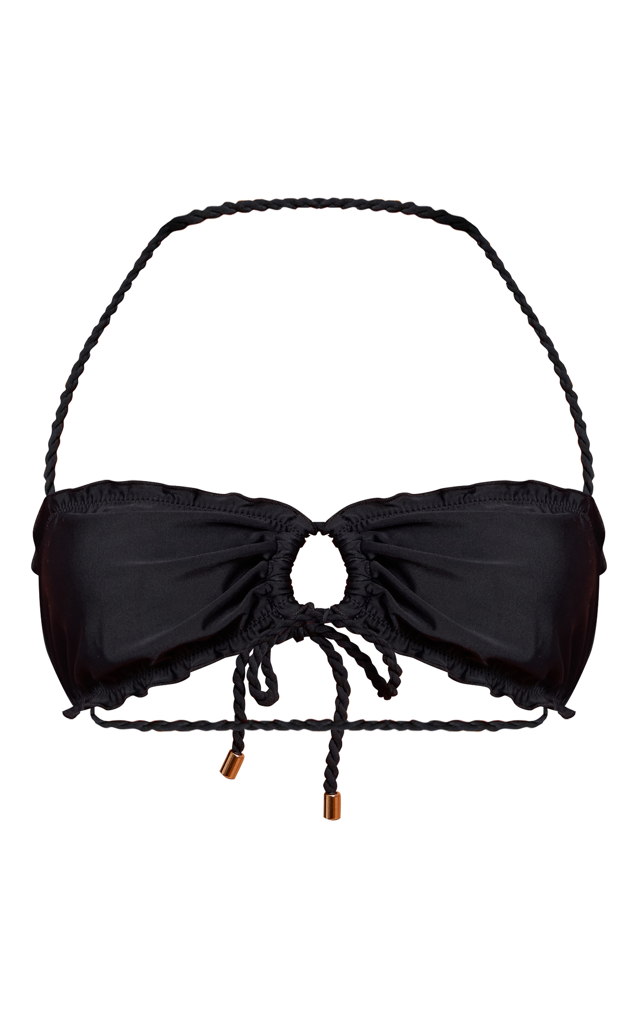 Black Twist Detail Ruched Bikini Top image 5