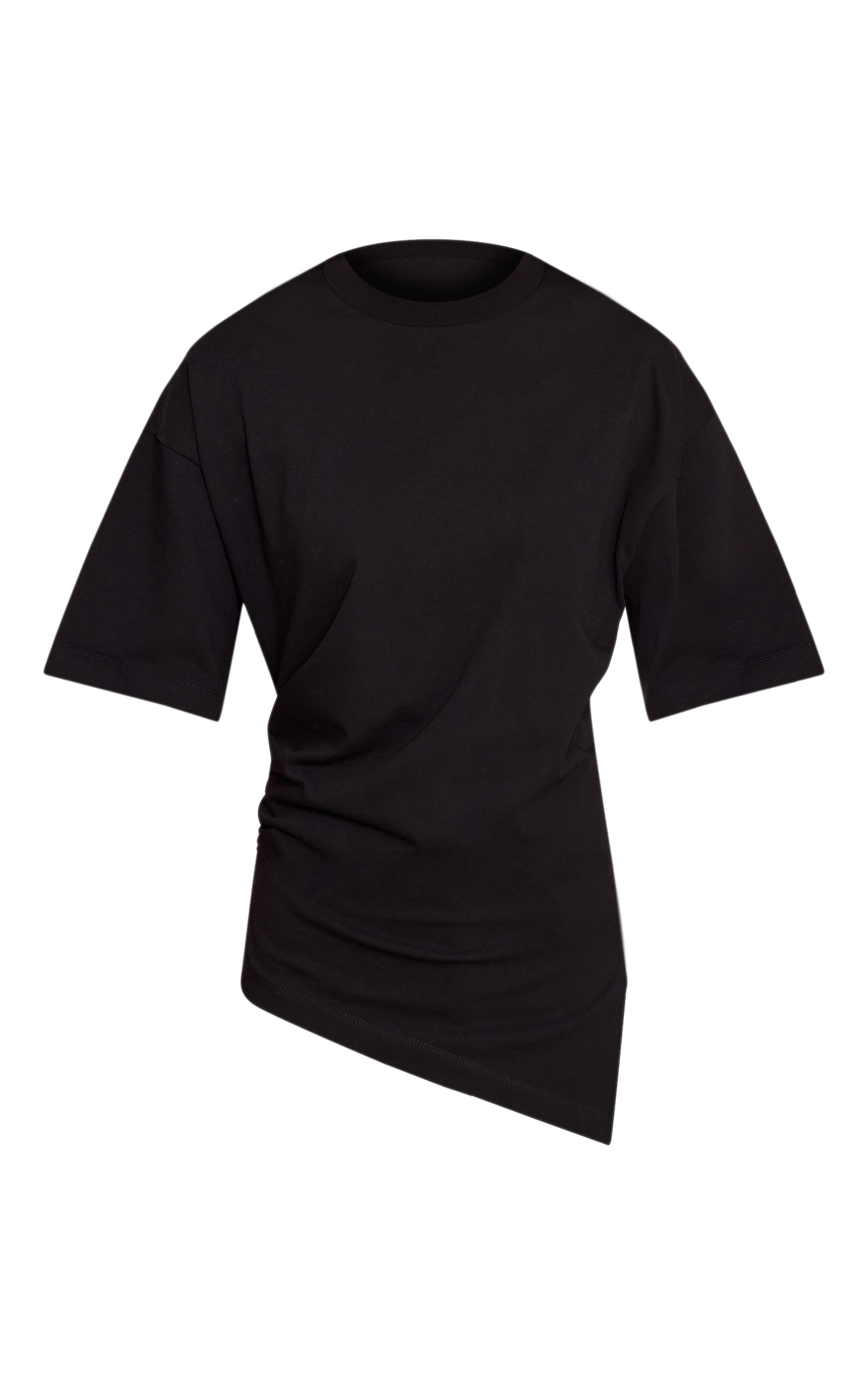  Black Cotton Ruched Side Detail Oversized T Shirt  image 5