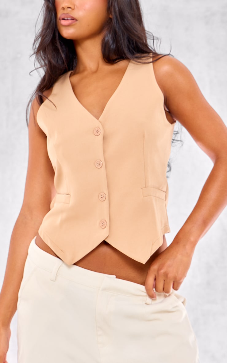 Mocha Tailored Fitted Waistcoat image 3