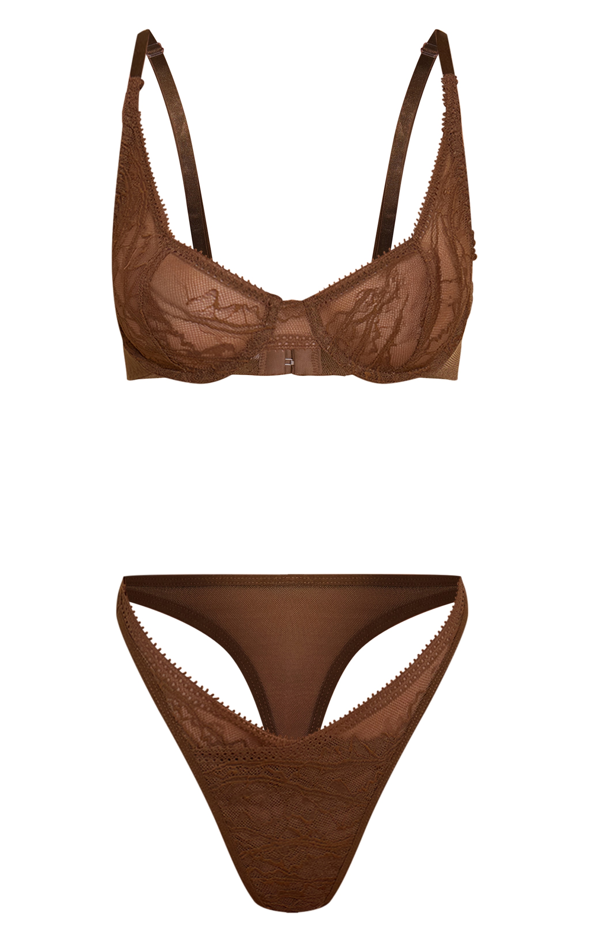 Taupe Lace High Apex Underwired Lingerie Set image 5