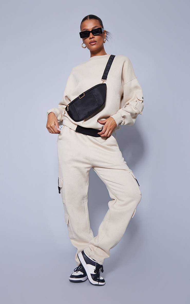 Stone Cargo Pocket Detail Oversized Sweatpants image 1