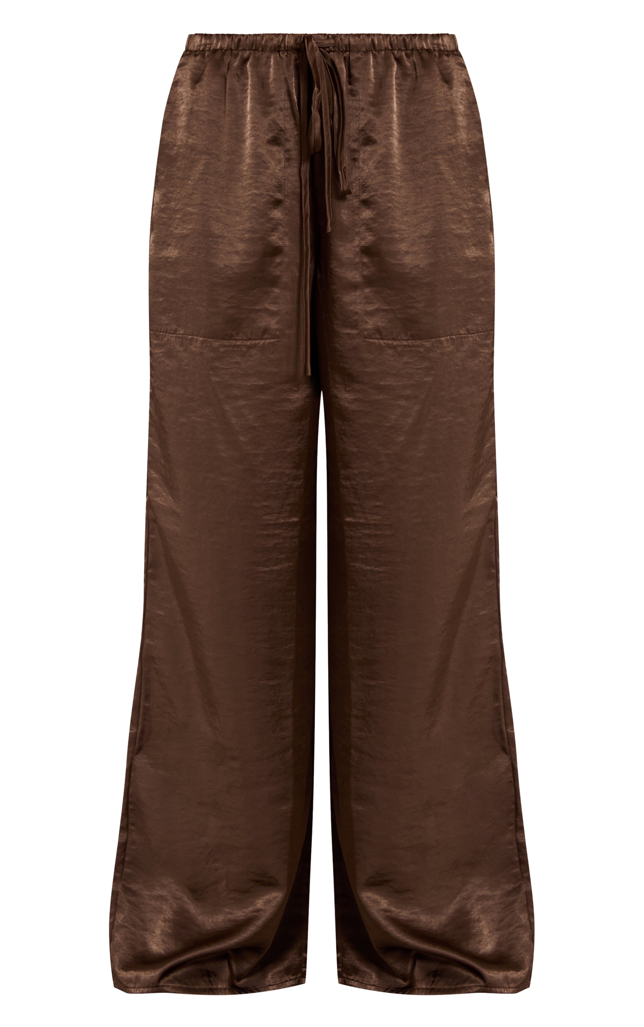 Dark Olive Crinkle Satin Slouchy Drawstring Pants image 5