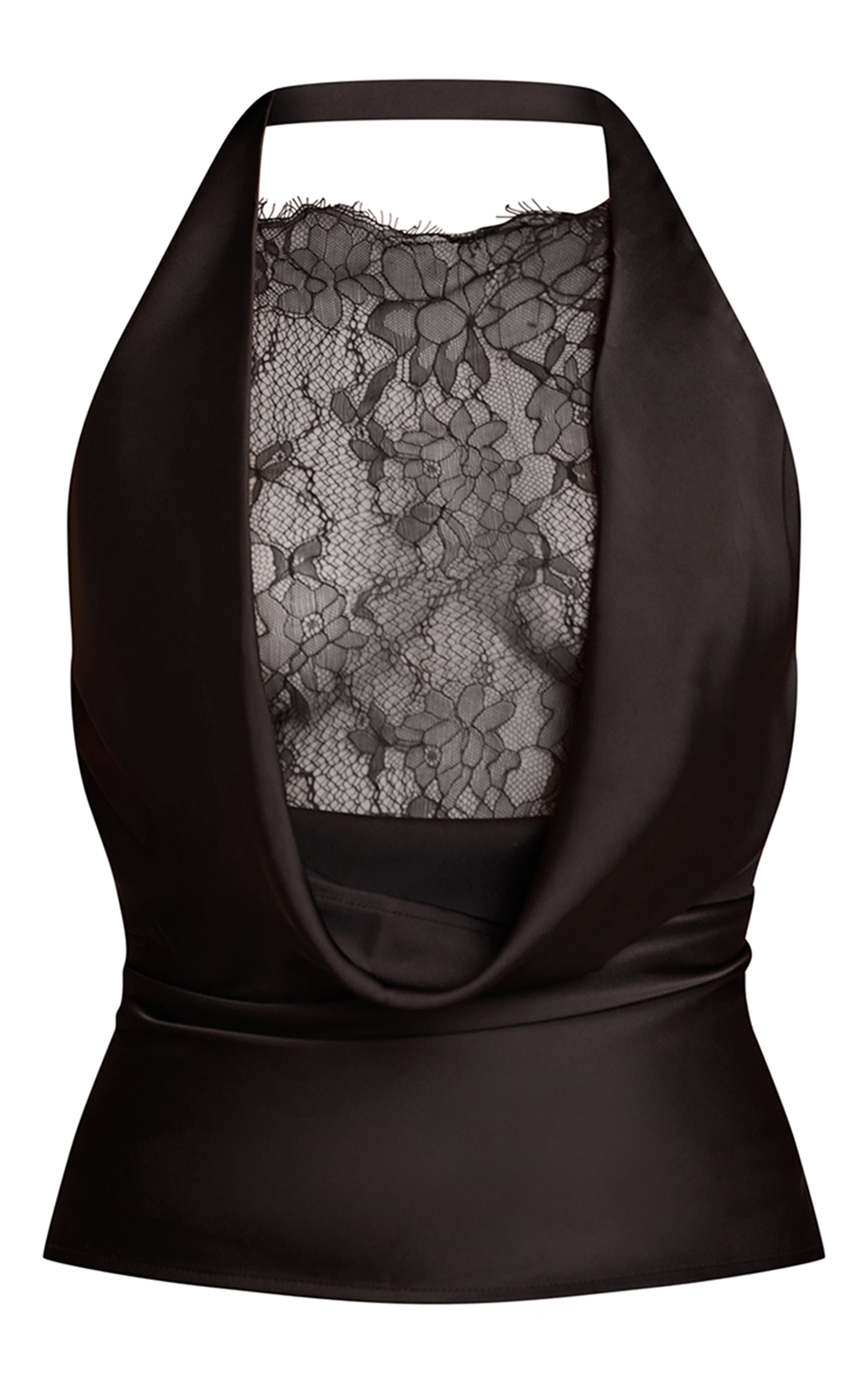 Black Lace Satin Cowl Top  image 5
