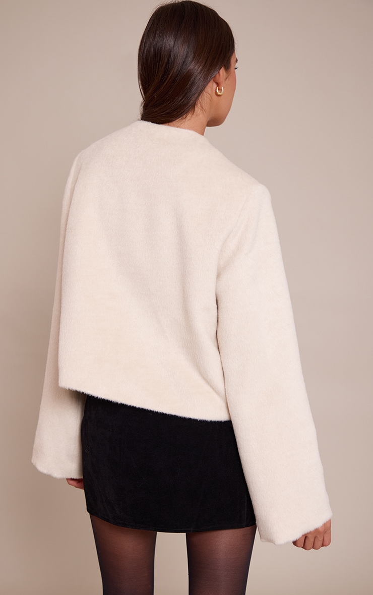 Cream Brushed Wool Single Breasted Jacket image 2