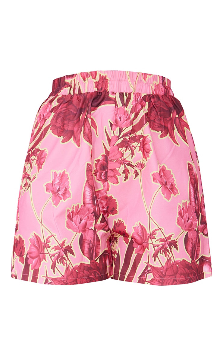 Pink Floral Print Woven A Line Shorts image 6