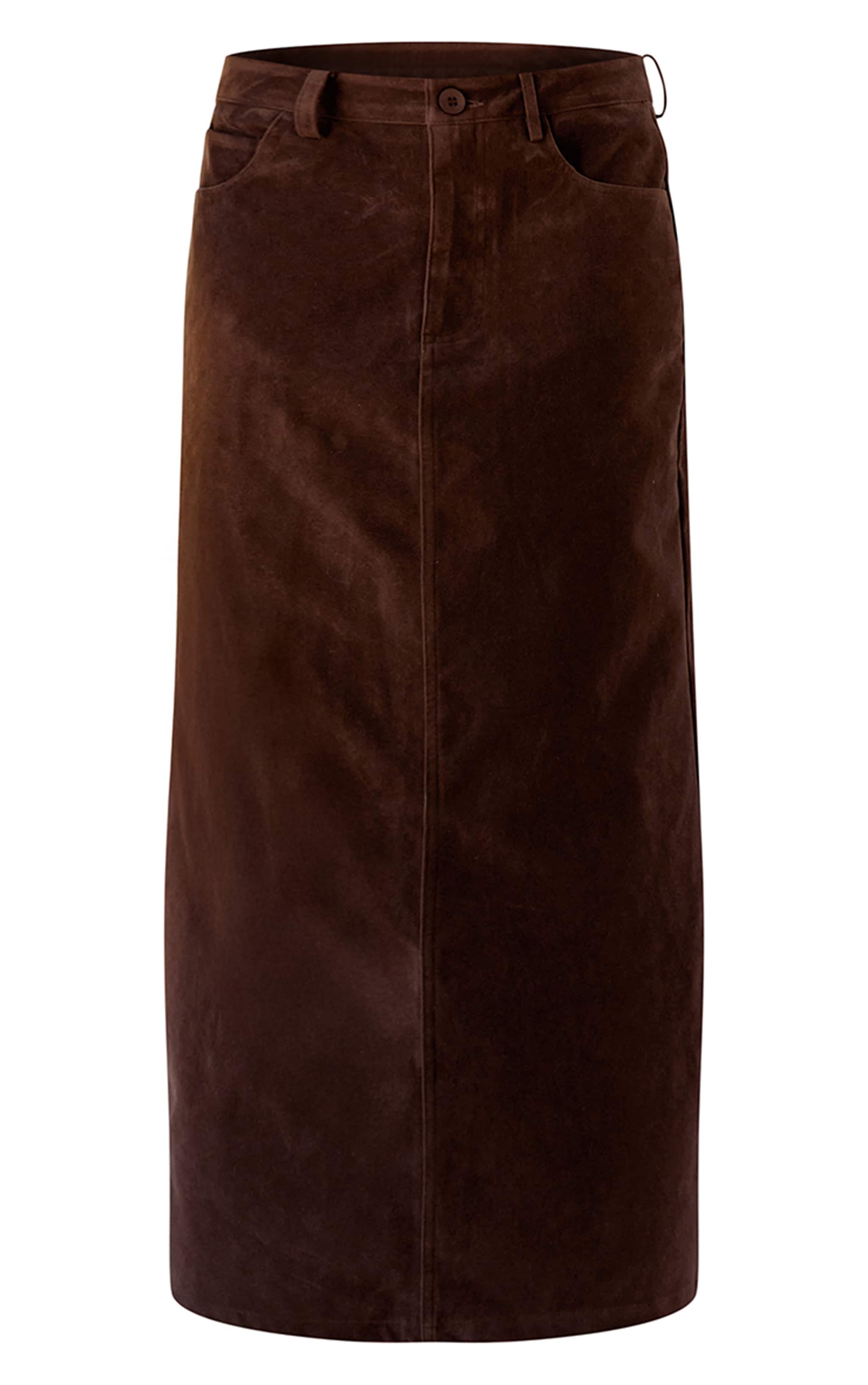 Brown Faux Suede Maxi Skirt image 6