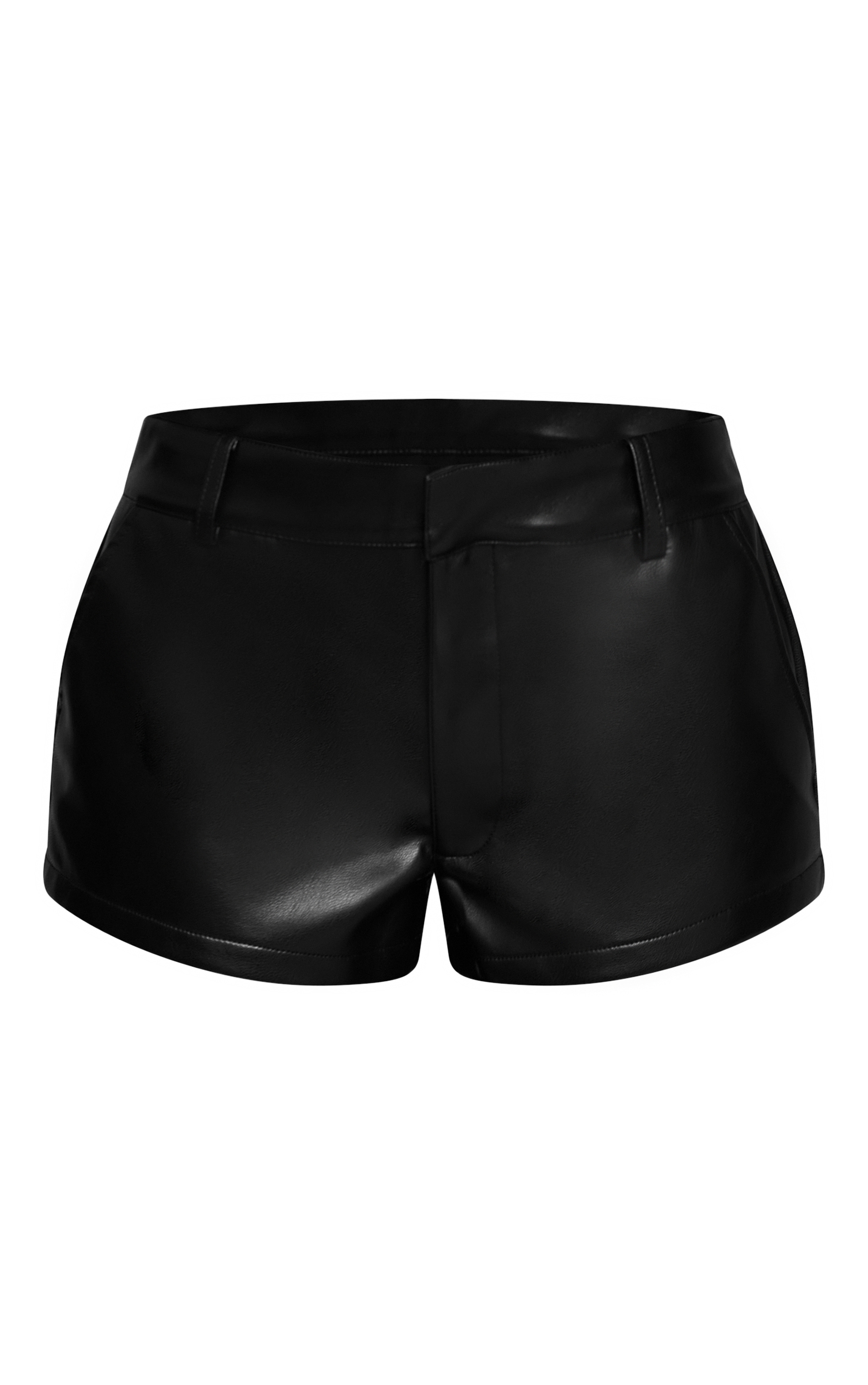 Black Faux Leather Mini Hot Pants image 6