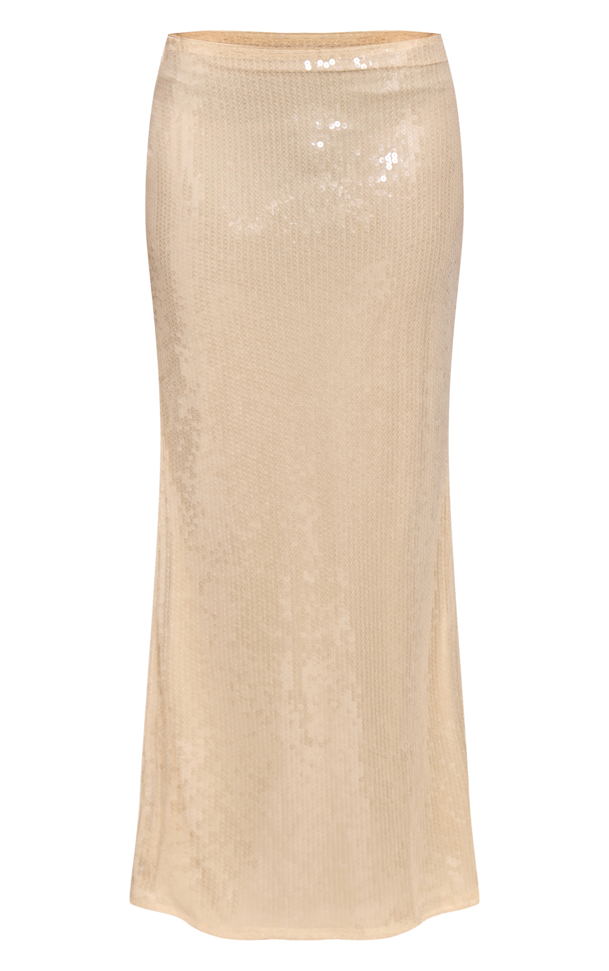Cream Sequin Low Rise Maxi Skirt image 5