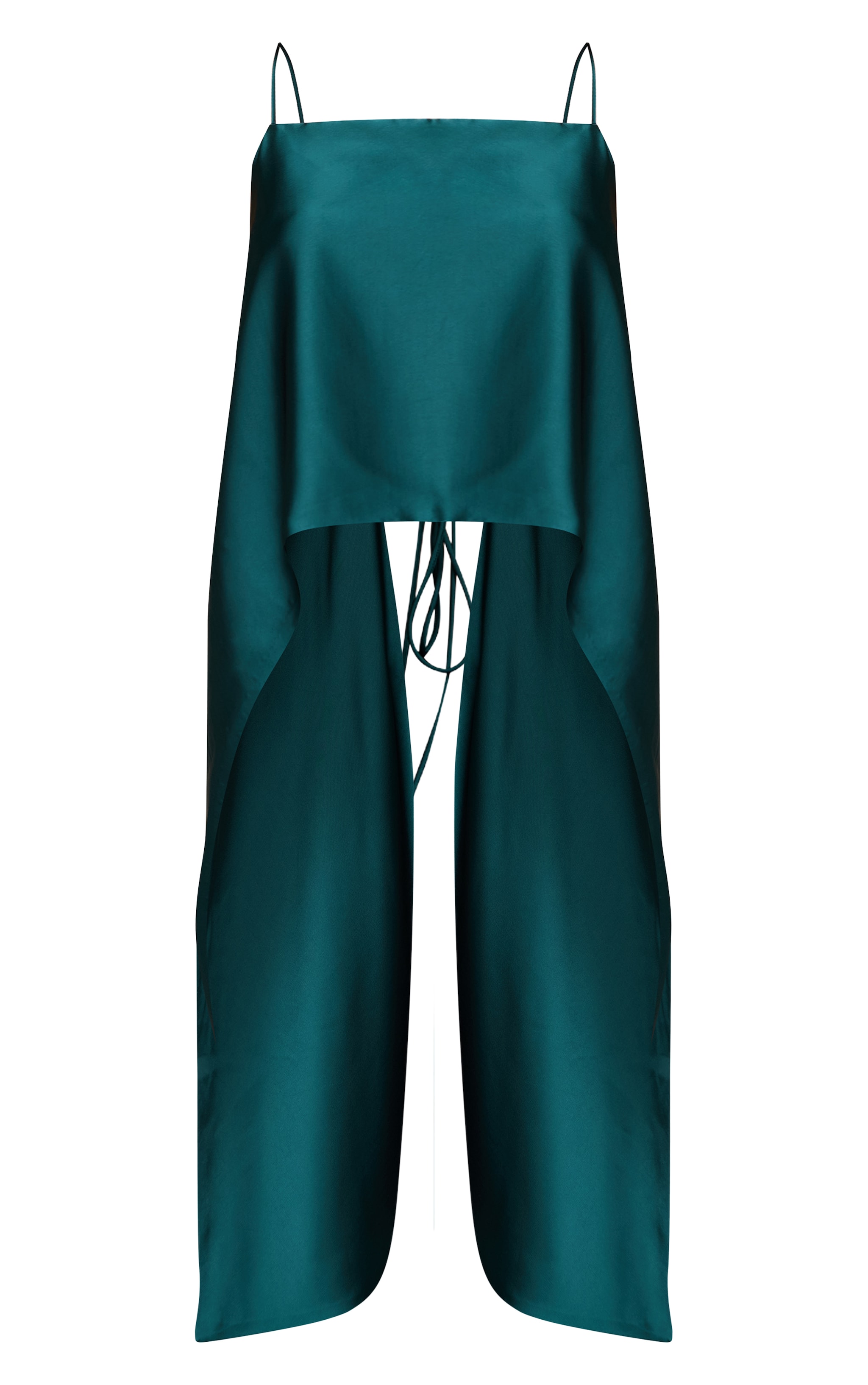 Forest Green Satin Drape Back Top image 5