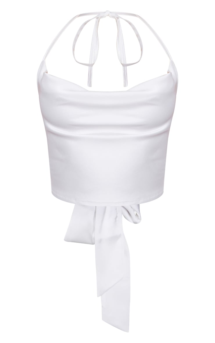 White Satin Tie Back Cowl Cami Top image 5