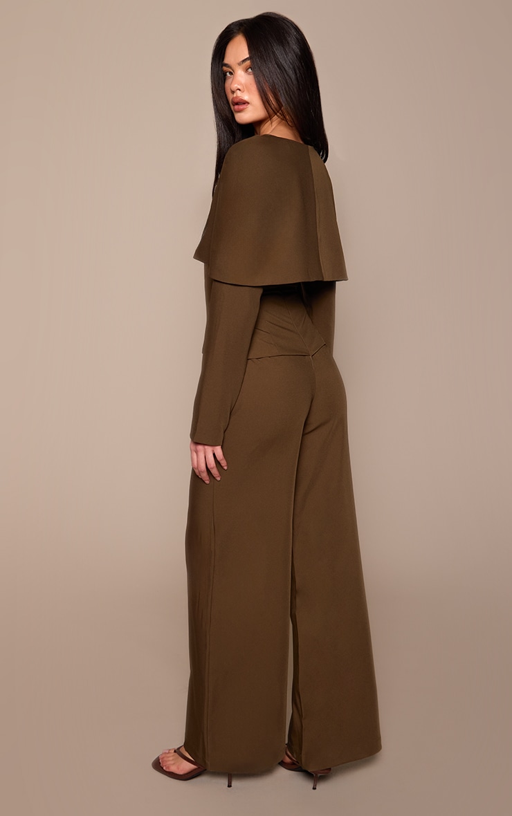 Chocolate Tailored Woven Button Down Long Sleeve Jumpsuit image 2