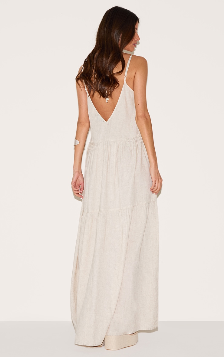 Robe longue non colorée froncée à bretelles fines image 2