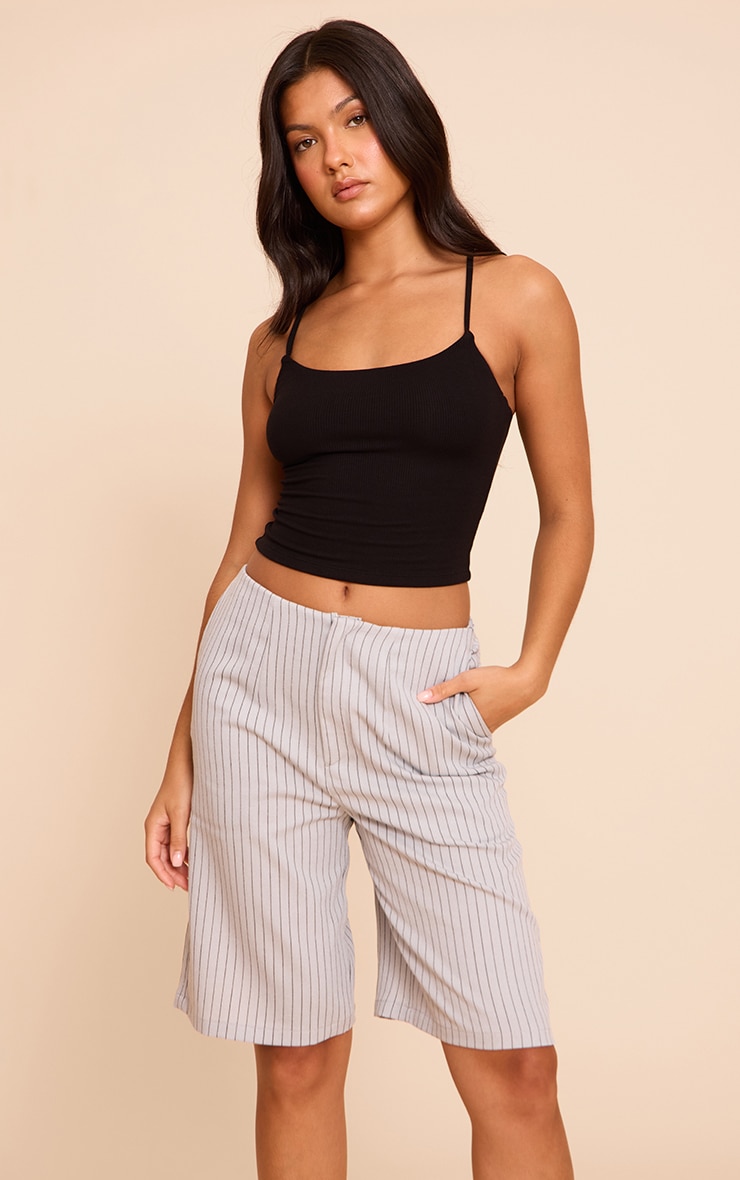 Blue Pinstripe Lightweight Longline Shorts image 3