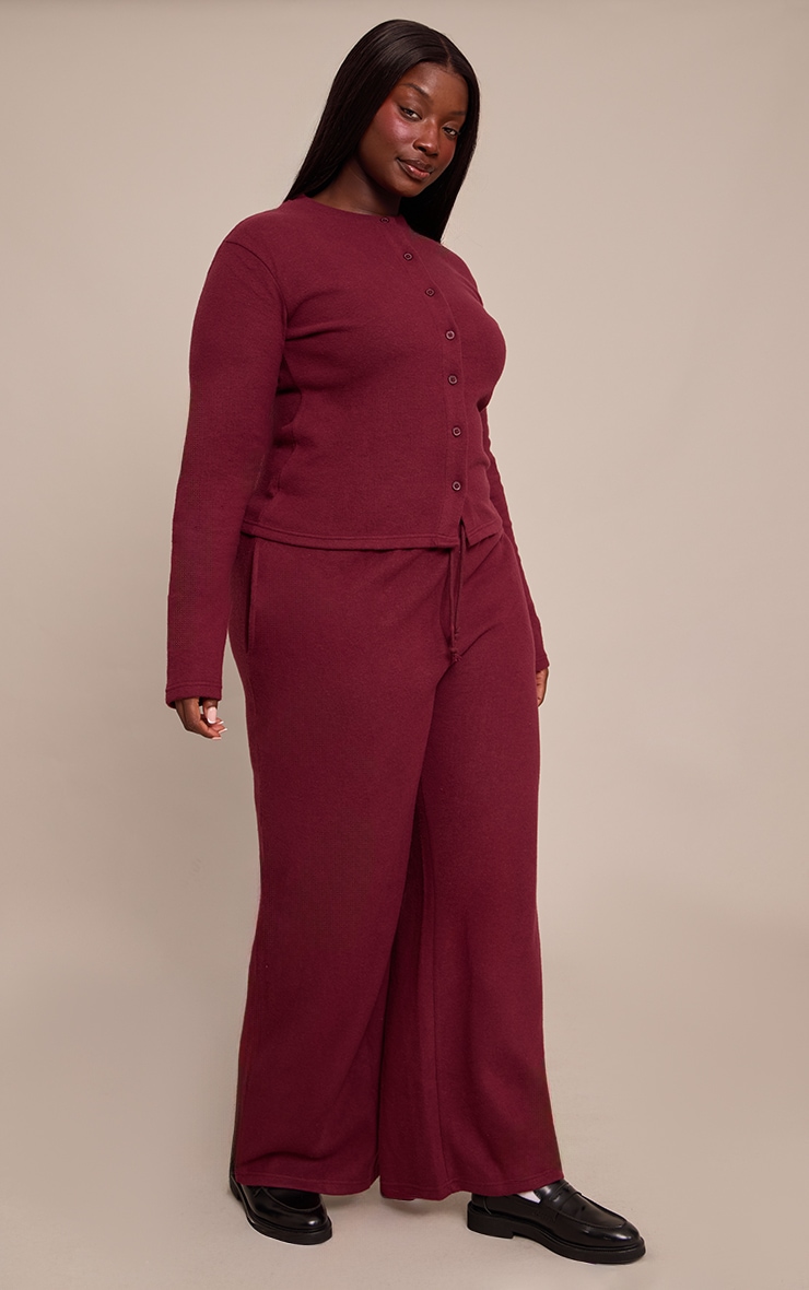 Plus Burgundy Soft Touch Wide Leg Sweatpants image 2