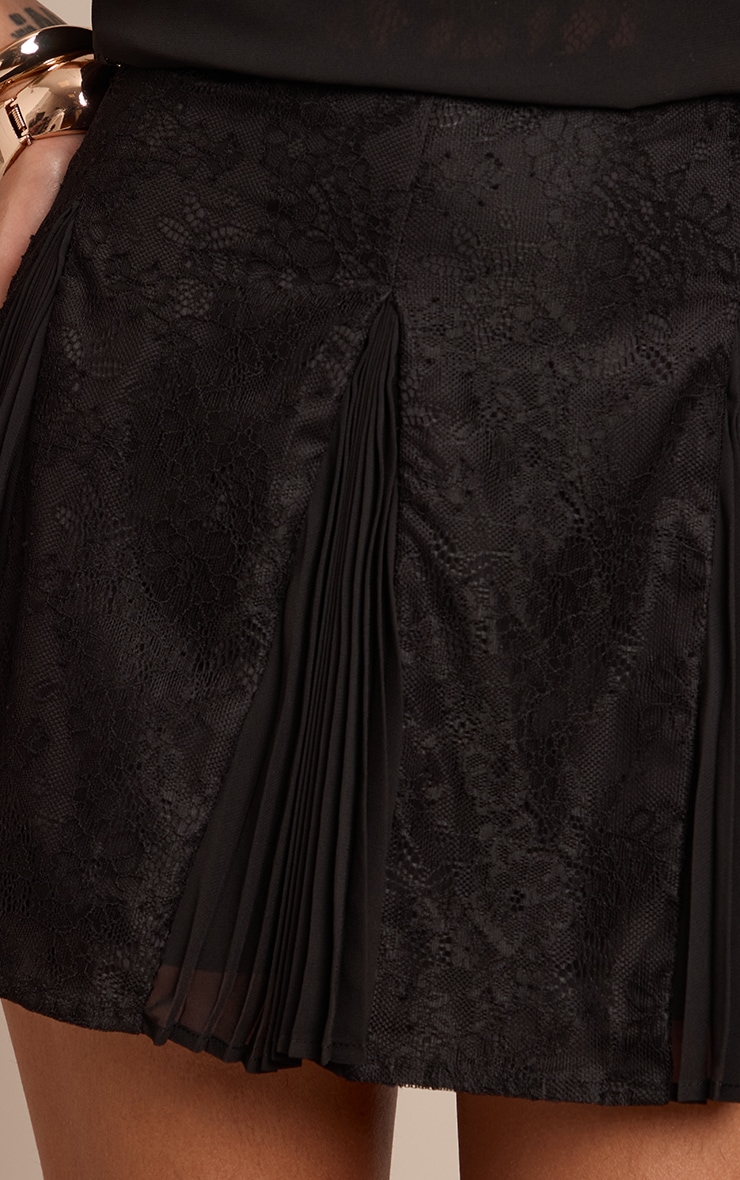 Black Lace Chiffon Godet Mini Skirt image 5